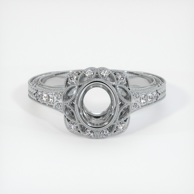 14K White Gold Antique Style Ring Setting