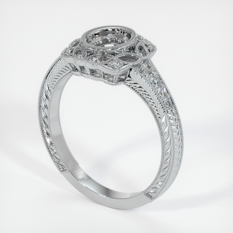 18K White Gold Antique Style Ring Setting