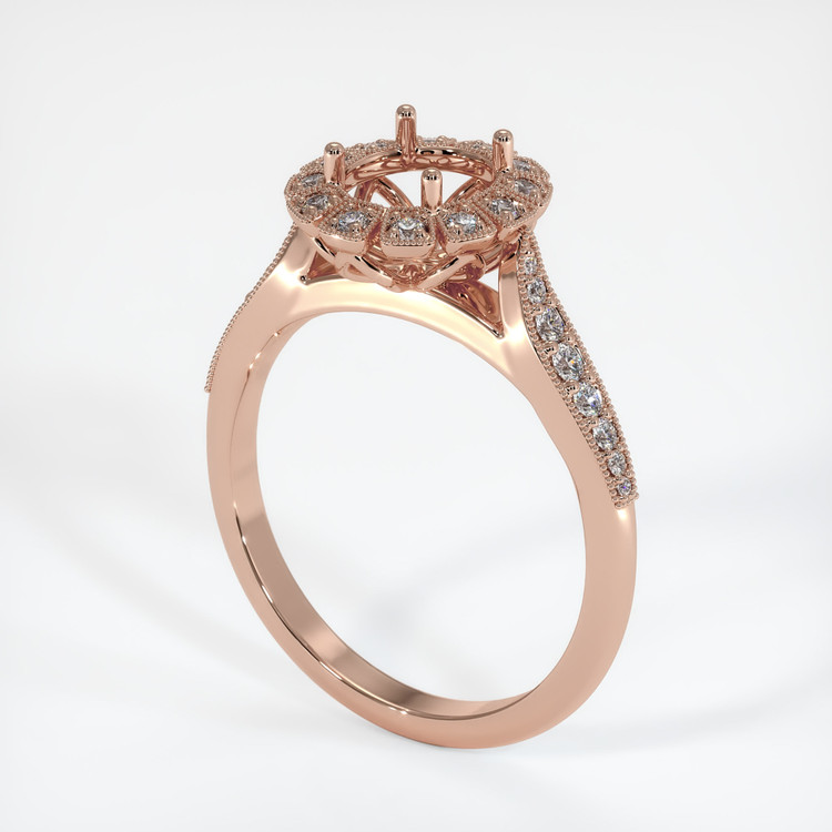 14K Rose Gold Pave Ring Setting