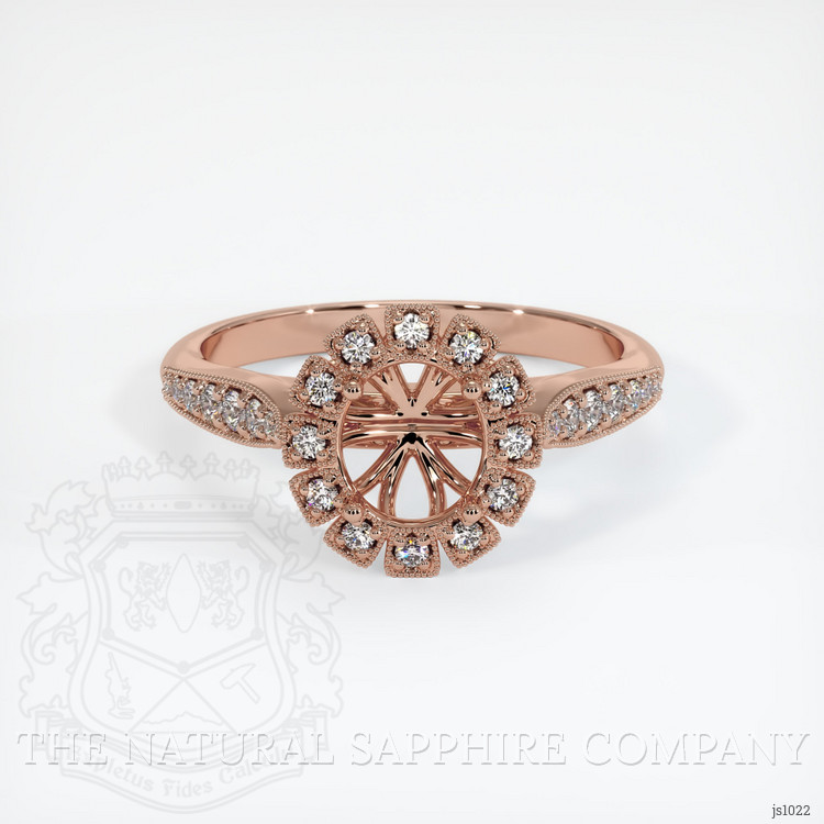 14K Rose Gold Pave Ring Setting