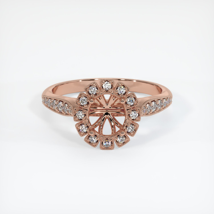 14K Rose Gold Pave Ring Setting