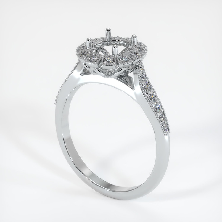 18K White Gold Pave Ring Setting