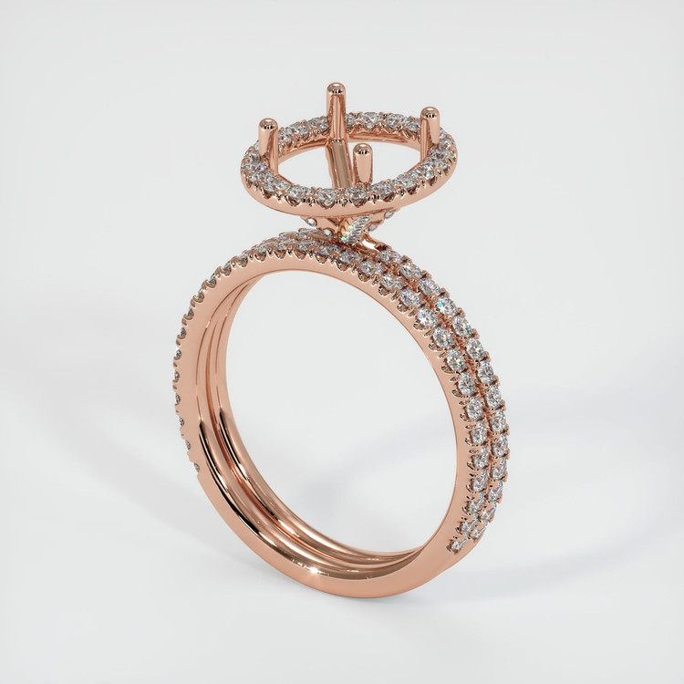 14K Rose Gold Pave Ring Setting
