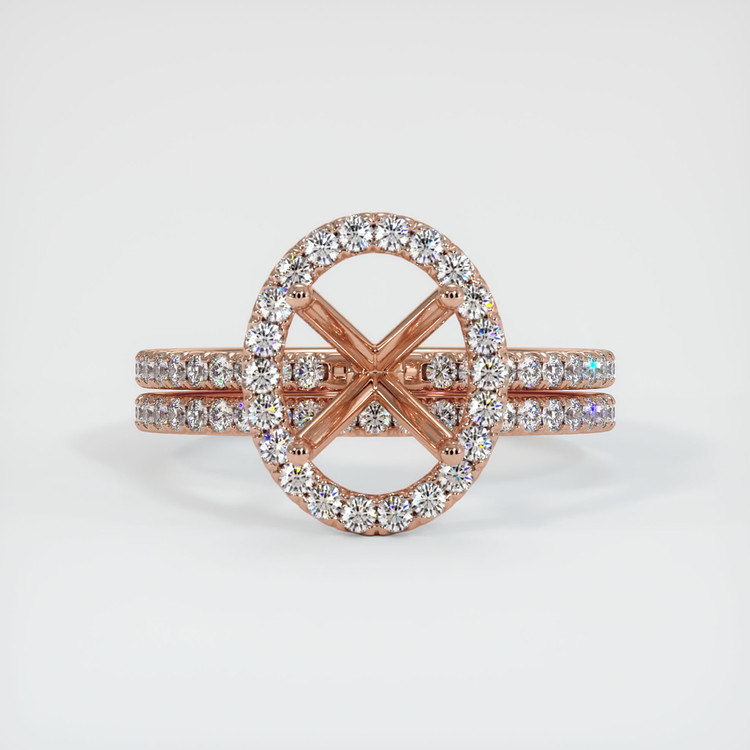 14K Rose Gold Pave Ring Setting