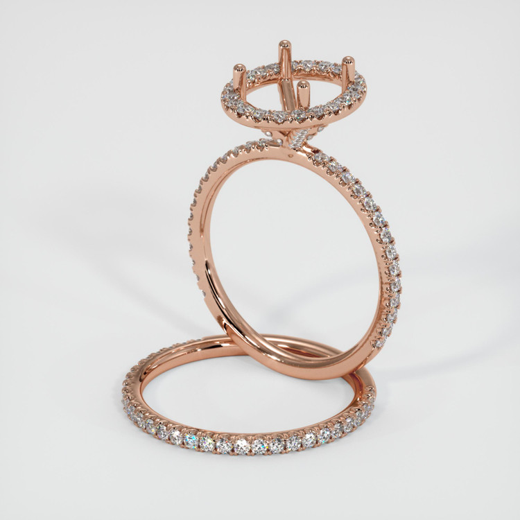 14K Rose Gold Pave Ring Setting
