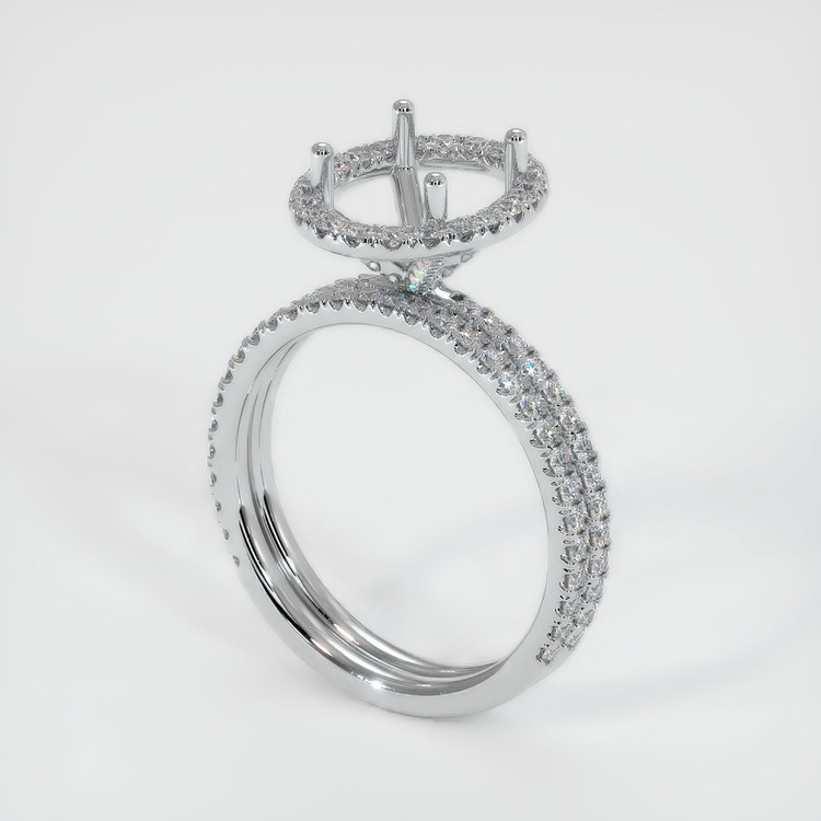 14K White Gold Pave Ring Setting