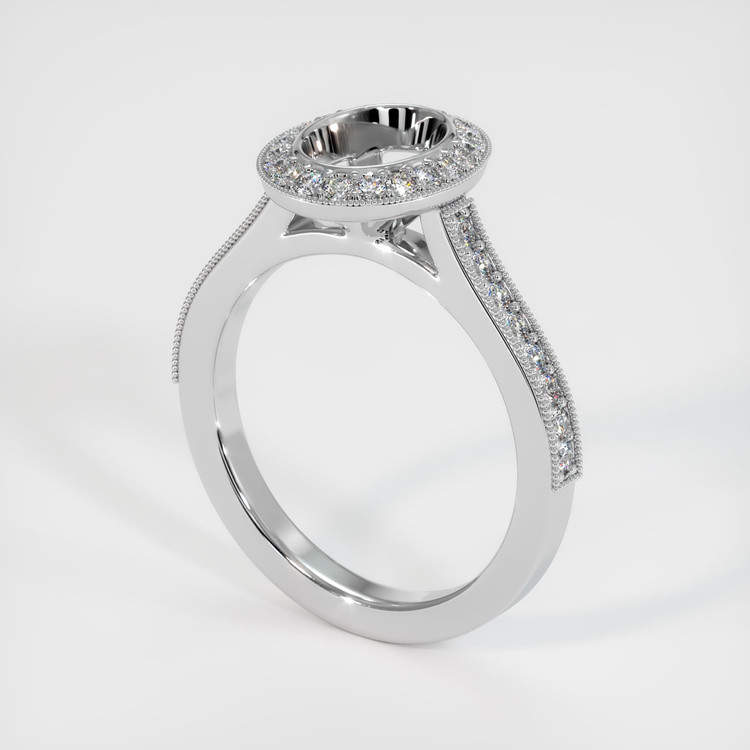 14K White Gold Pave Ring Setting