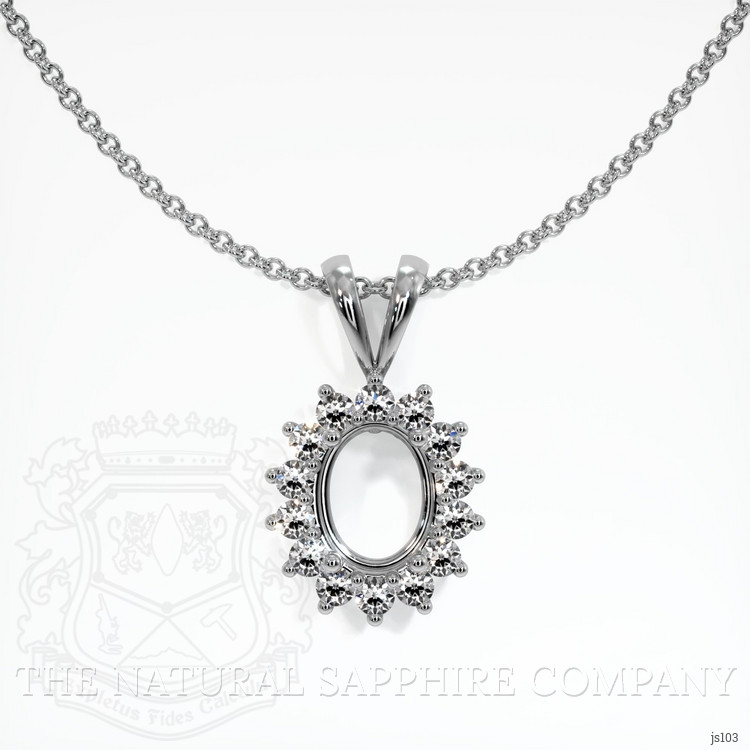 14K White Gold Halo Pendant Setting