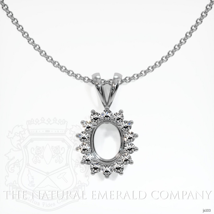 Halo Emerald Pendant 0.80 Ct., 18K White Gold