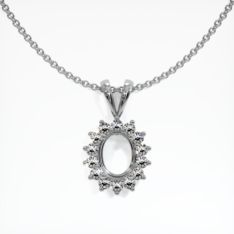 18K White Gold Halo Pendant Setting