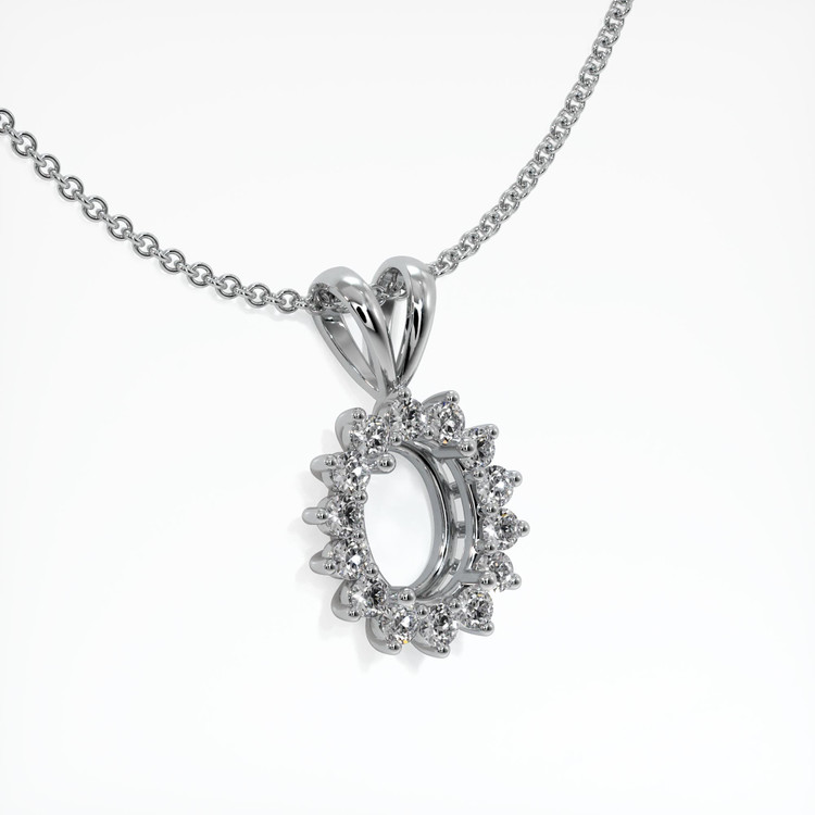 18K White Gold Halo Pendant Setting
