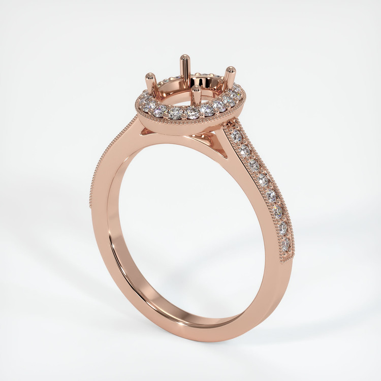 14K Rose Gold Pave Ring Setting