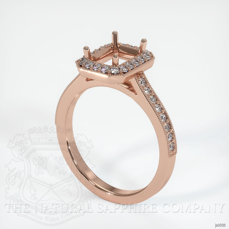 14K Rose Gold Pave Ring Setting