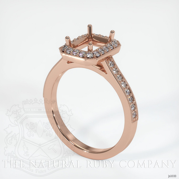 14K Rose Gold Pave Ring Setting