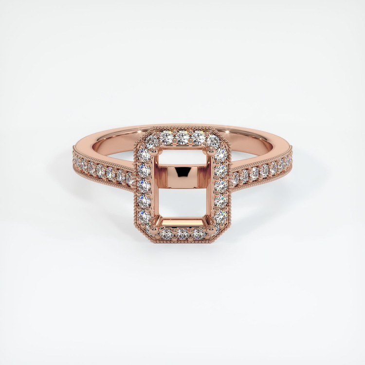 14K Rose Gold Pave Ring Setting