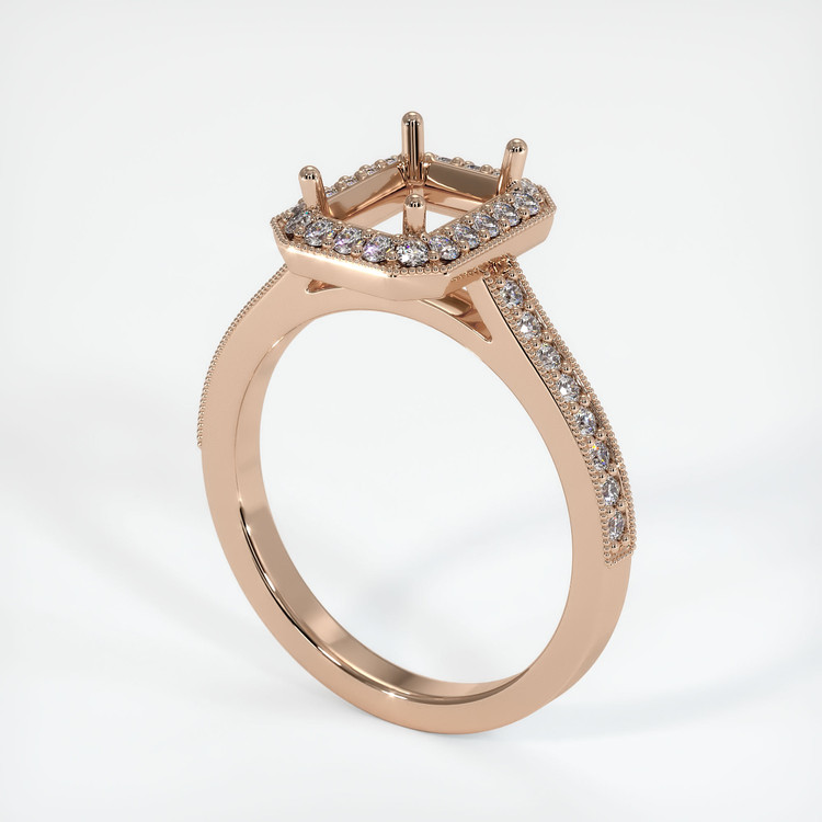 18K Rose Gold Pave Ring Setting