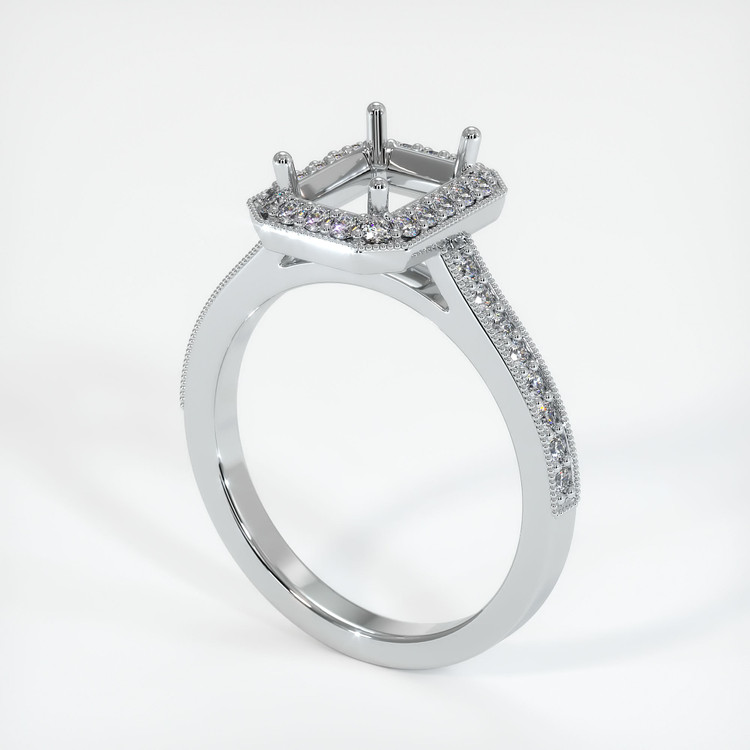 14K White Gold Pave Ring Setting