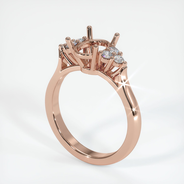 14K Rose Gold Accent Stones Ring Setting