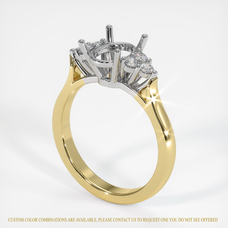 14K White & Yellow Accent Stones Ring Setting