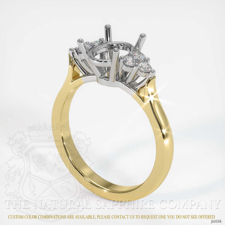 14K White & Yellow Accent Stones Ring Setting