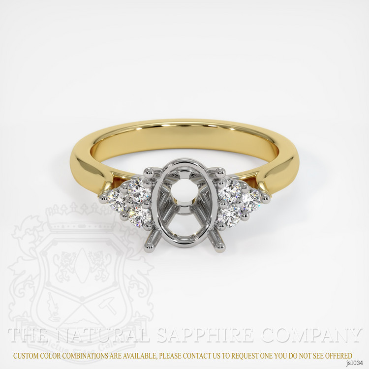 14K White & Yellow Accent Stones Ring Setting