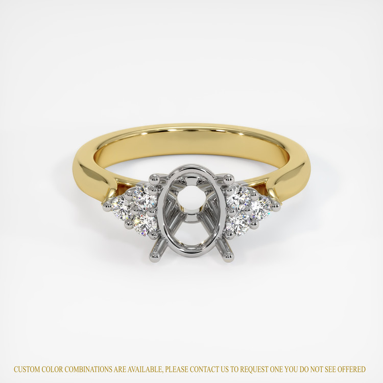 14K White & Yellow Accent Stones Ring Setting