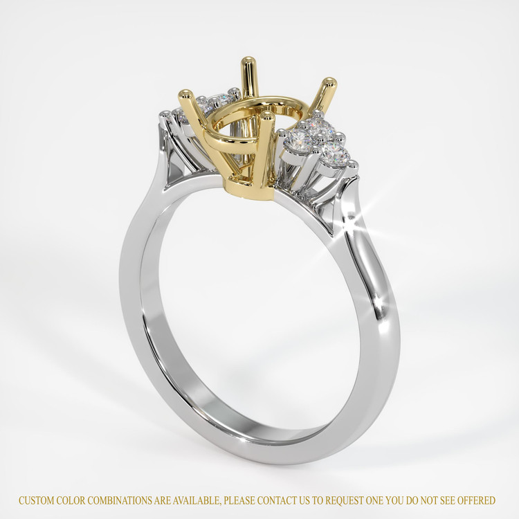 14K Yellow & White Accent Stones Ring Setting