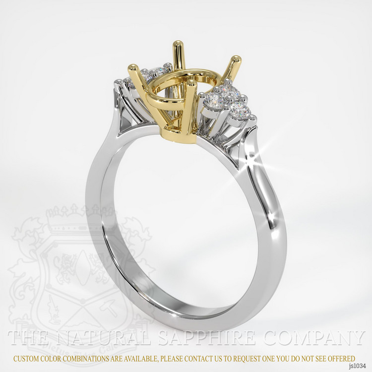 18K Yellow & White Accent Stones Ring Setting