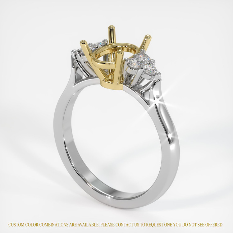 18K Yellow & White Accent Stones Ring Setting