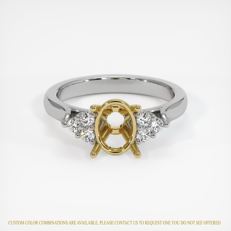 18K Yellow & White Accent Stones Ring Setting