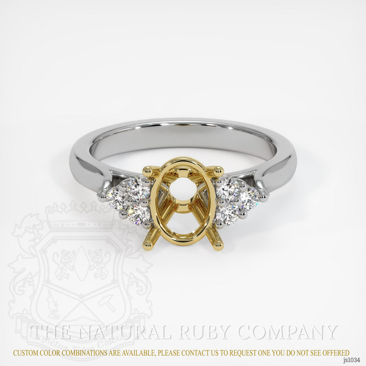 18K Yellow & White Accent Stones Ring Setting