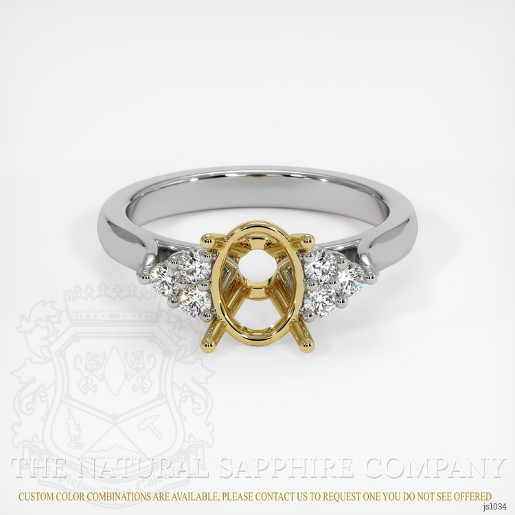 18K Yellow & White Accent Stones Ring Setting