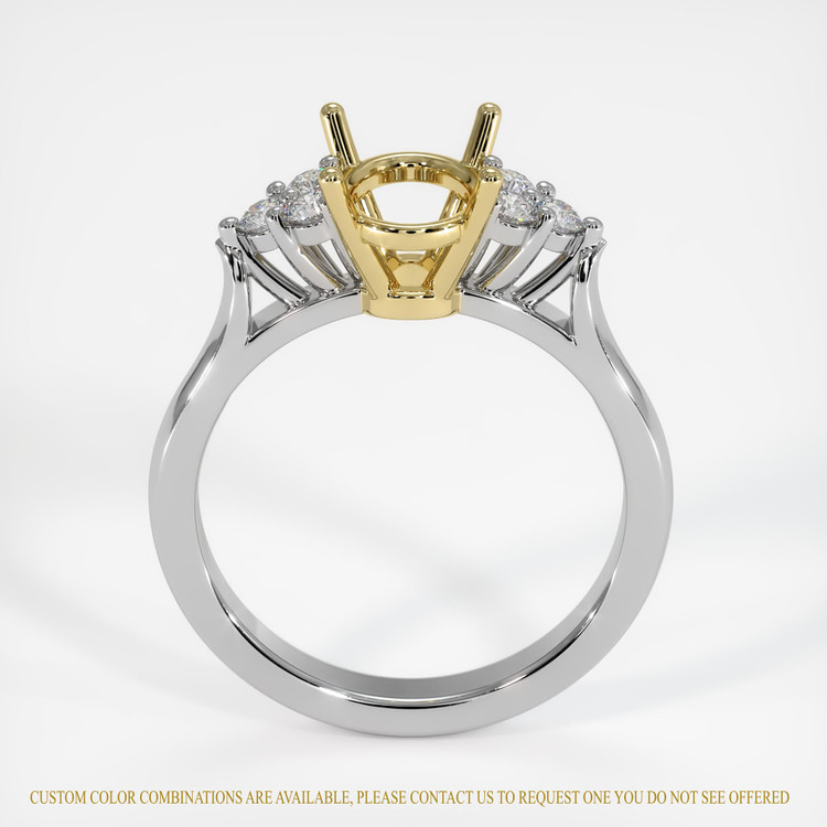 18K Yellow & White Accent Stones Ring Setting