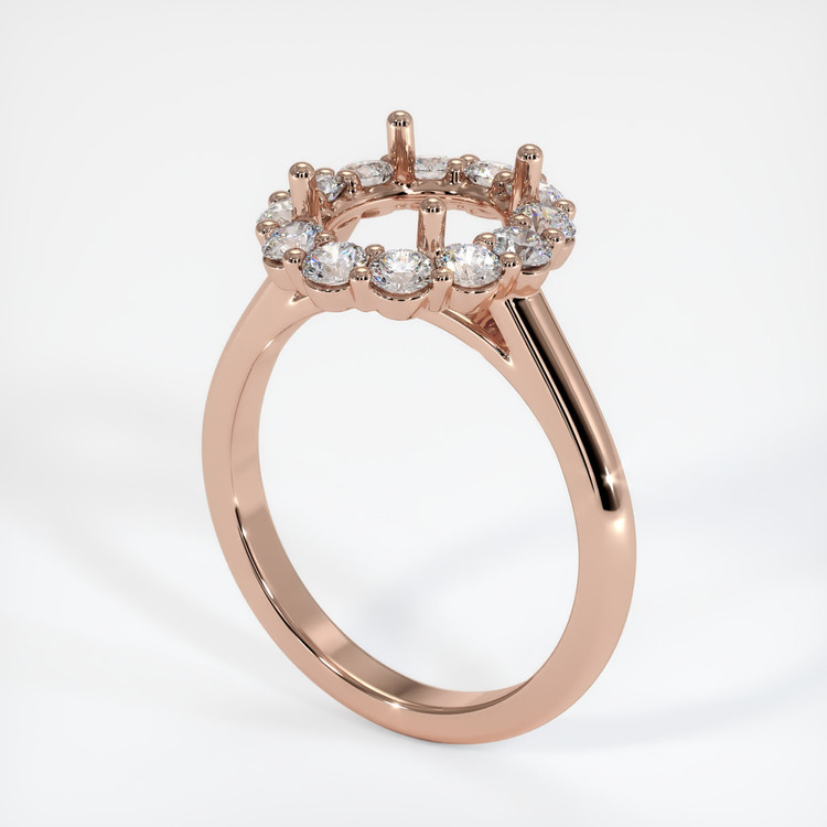 14K Rose Gold Halo Ring Setting