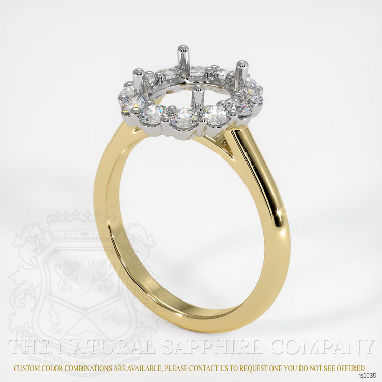 14K White & Yellow Halo Ring Setting