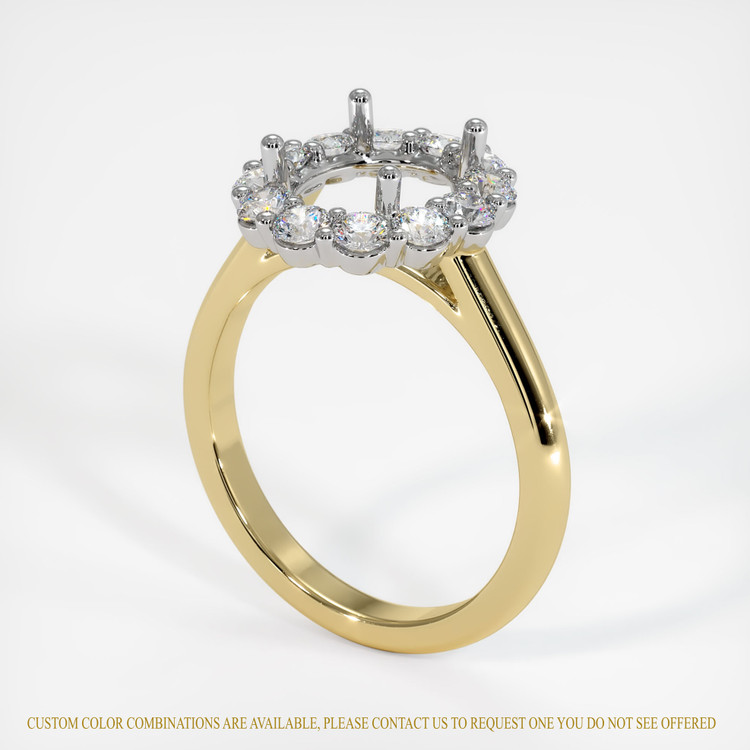 14K White & Yellow Halo Ring Setting