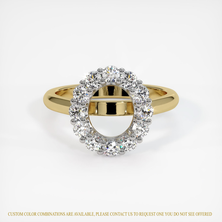 14K White & Yellow Halo Ring Setting