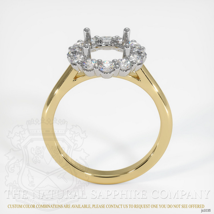 14K White & Yellow Halo Ring Setting