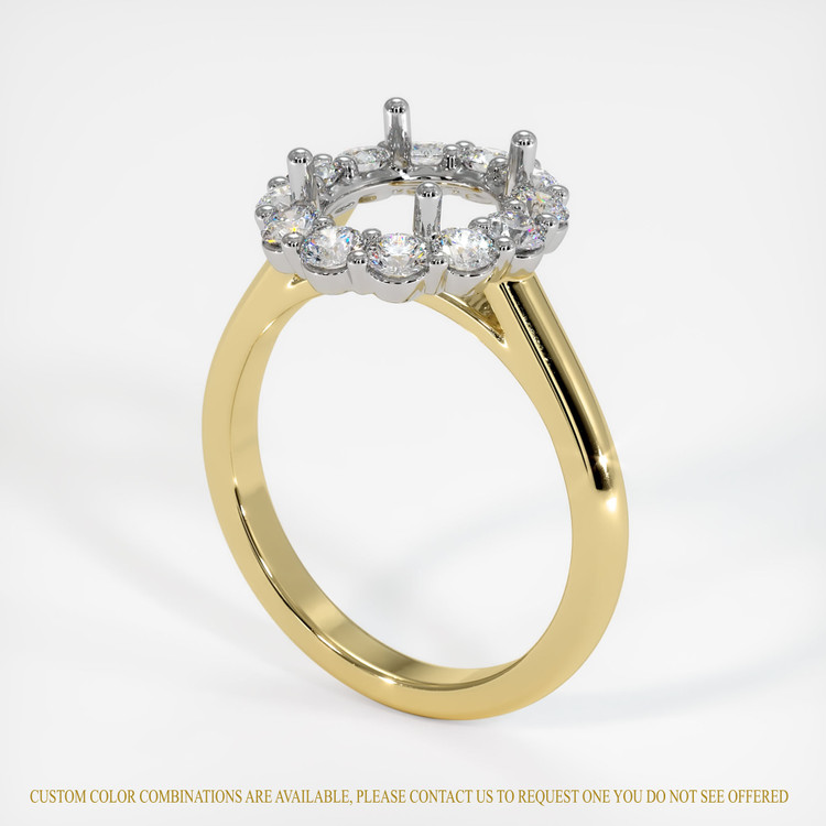18K White & Yellow Halo Ring Setting