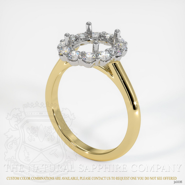 18K White & Yellow Halo Ring Setting