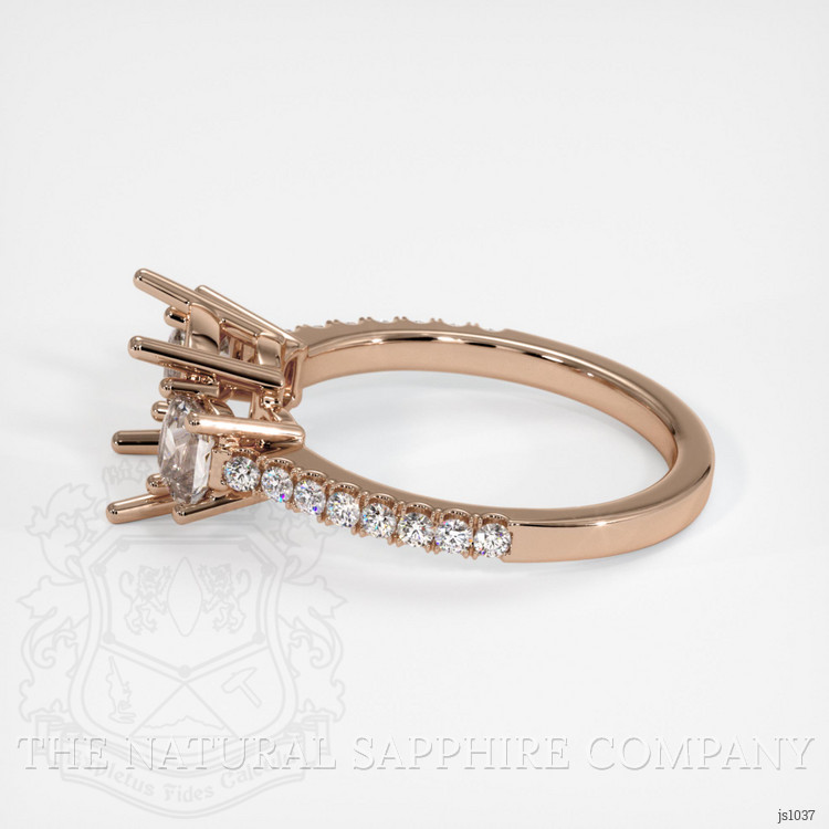14K Rose Gold Three Stone Ring Setting
