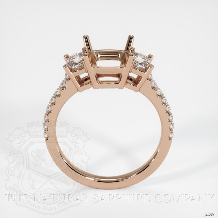 14K Rose Gold Three Stone Ring Setting