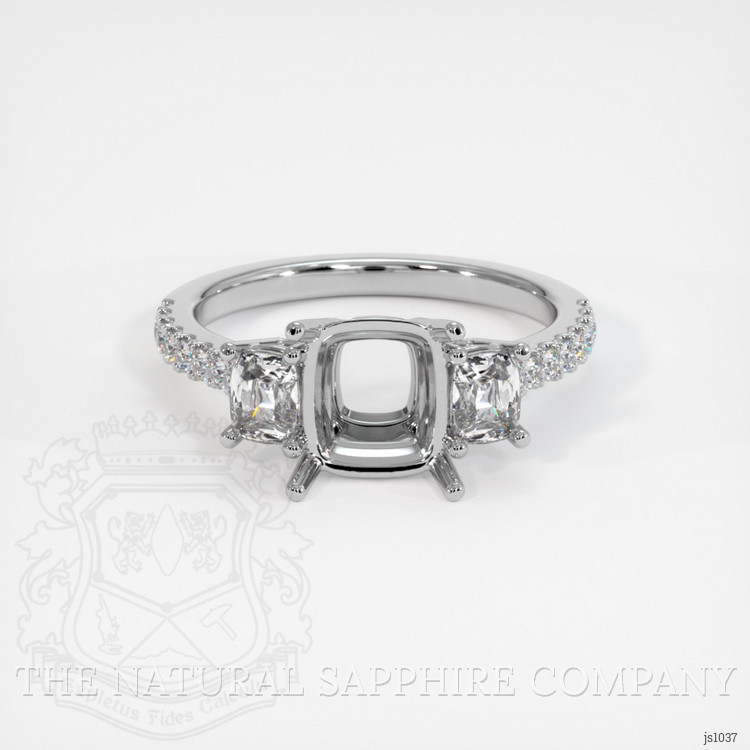 10K White Gold Three Stone Ring Setting
