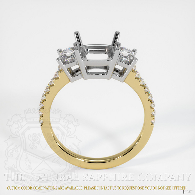 14K White & Yellow Three Stone Ring Setting