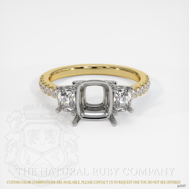 18K White & Yellow Three Stone Ring Setting