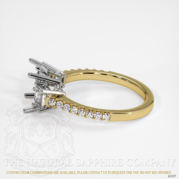 18K White & Yellow Three Stone Ring Setting