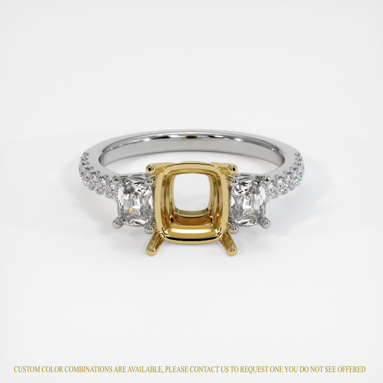 14K Yellow & White Three Stone Ring Setting