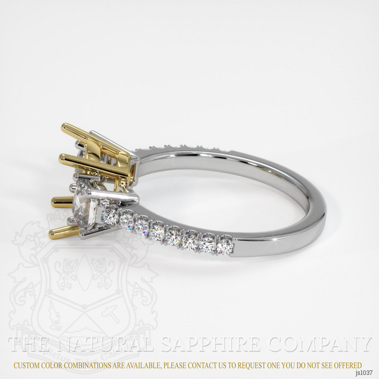 14K Yellow & White Three Stone Ring Setting