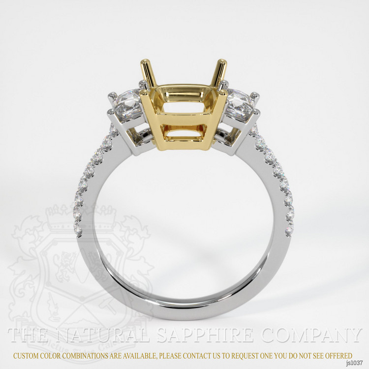 18K Yellow & White Three Stone Ring Setting