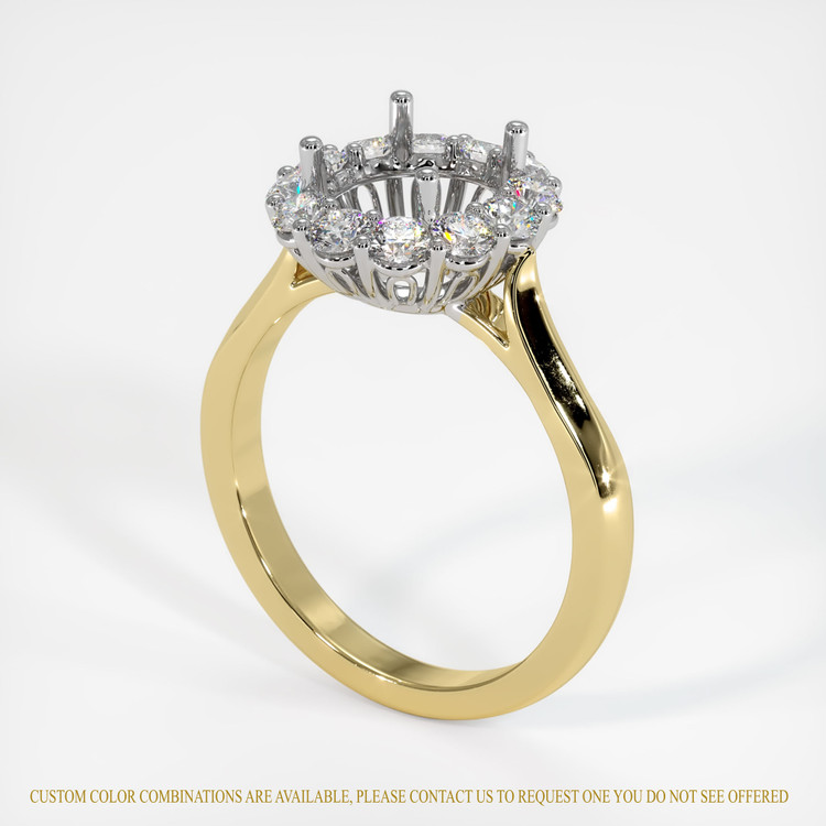 18K White & Yellow Antique Style Ring Setting